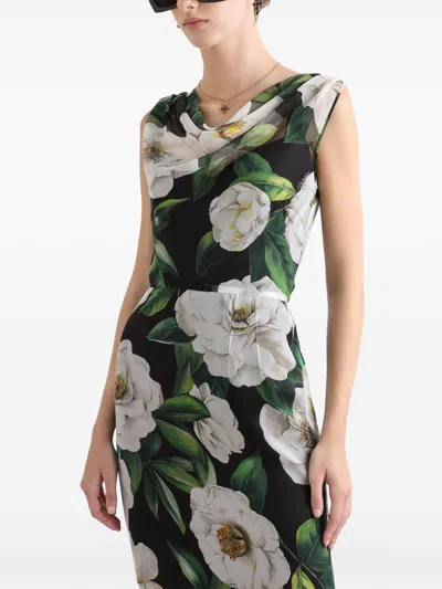 Dolce & Gabbana Women Gardenia Print Silk Chiffon Sheath Dress