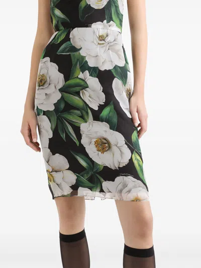 Dolce & Gabbana Women Gardenia Print Silk Chiffon Sheath Dress