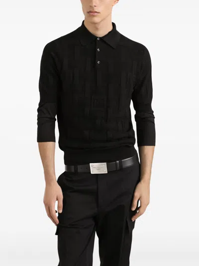 Dolce & Gabbana Silk Polo Shirt In Black