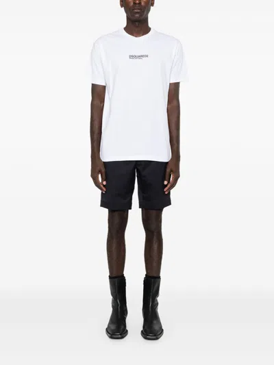 Dsquared2 'cool Fit Tee' White T-shirt With Logo Print On The Front In Cotton Man