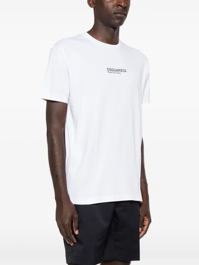 Dsquared2 'cool Fit Tee' White T-shirt With Logo Print On The Front In Cotton Man