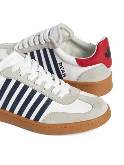Dsquared2 Dsquared White Leather Boxer Sneakers In Multi