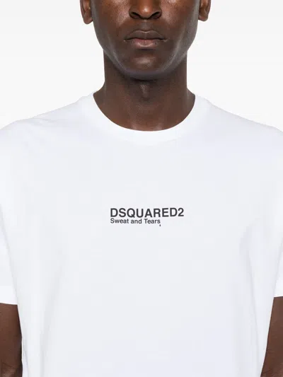 Dsquared2 'cool Fit Tee' White T-shirt With Logo Print On The Front In Cotton Man