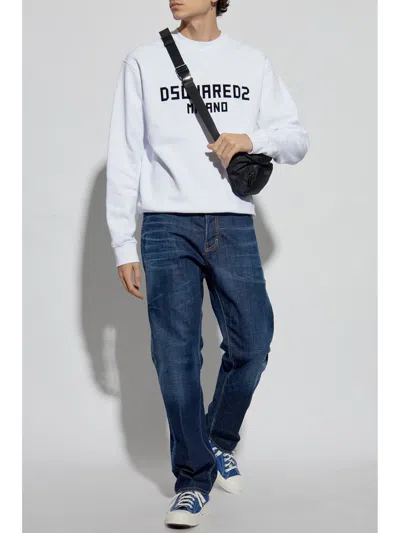 Dsquared2 Straight Leg Stretch Denim Jeans With Vintage Finish