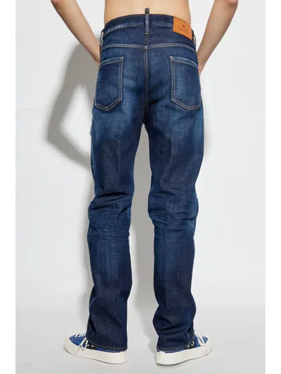 Dsquared2 Straight Leg Stretch Denim Jeans With Vintage Finish