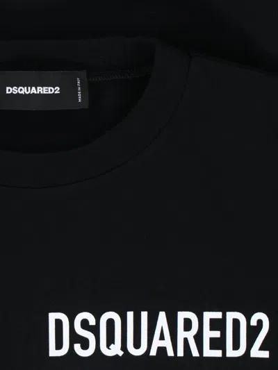 Dsquared2 Black Crewneck T-shirt With Maxi Logo Print On The Front In Cotton Man