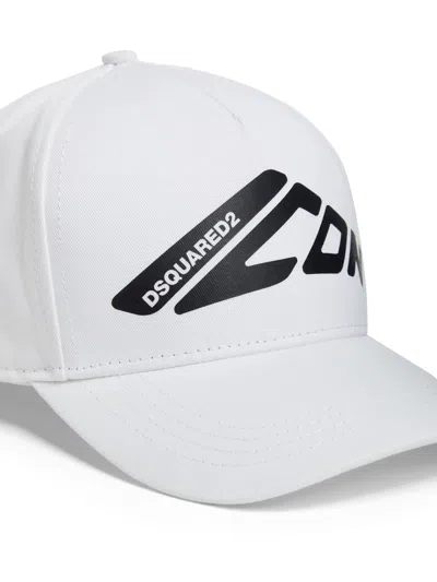Dsquared2 Black Baseball Cap With Maxi Print On The Front And Logo Lettering On The Rear In Cotton Man