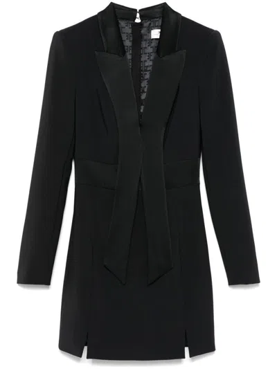Elisabetta Franchi Satin-lapels Crepe Mini Dress In Black