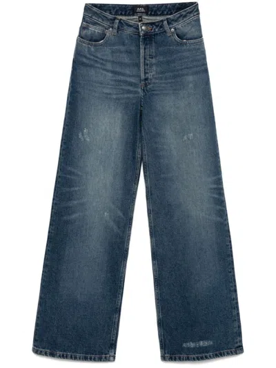Apc A.p.c. Wide-leg High-waisted Denim Jeans In Blue