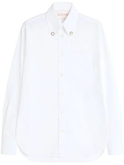 Valentino Tailored White Cotton Shirt With Decorative Buttons In White