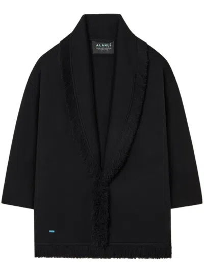 Alanui Fringed-edge Cashmere-blend Cardigan In Black