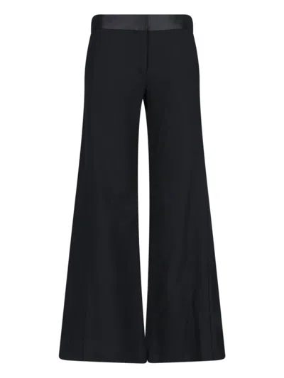 Victoria Beckham Side Panel Wool-blend Wide-leg Pants In Black