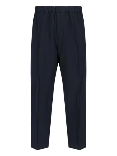 Jil Sander Navy Cotton Gabardine Tapered Trousers In Blue