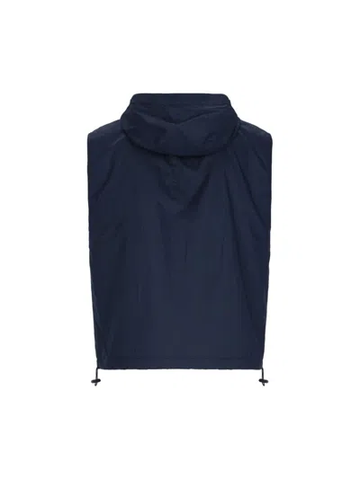 Thom Browne 4-bar Stripe Ripstop Hooded Gilet In Blue