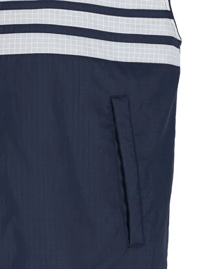 Thom Browne 4-bar Stripe Ripstop Hooded Gilet In Blue