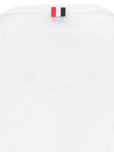 Thom Browne White Crewneck T-shirt With Rwb Detail On Neck And Sleeve In White