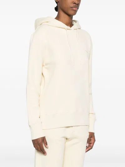 Autry Beige Cotton Sweatshirt With Hood And Logo Embroidery In Multicolor