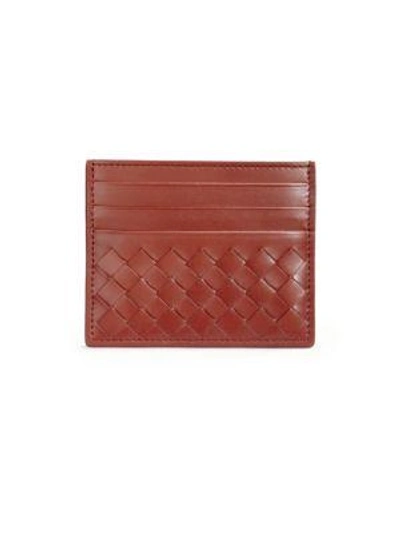 Shop Bottega Veneta Woven Leather Card Case In Artic