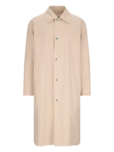 Jil Sander Logo-print Coat In Beige