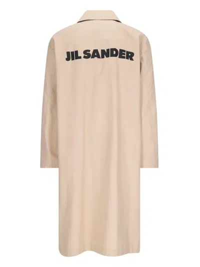 Jil Sander Logo-print Coat In Beige
