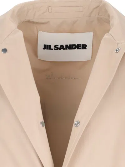 Jil Sander Logo-print Coat In Beige