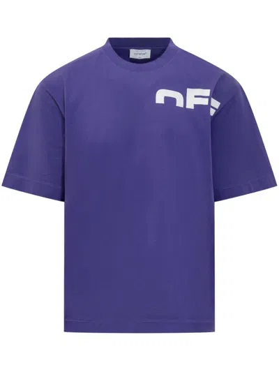 Off-white Short-sleeved T-shirt With Logo In Deep Blue