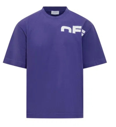 Off-white Short-sleeved T-shirt With Logo In Deep Blue
