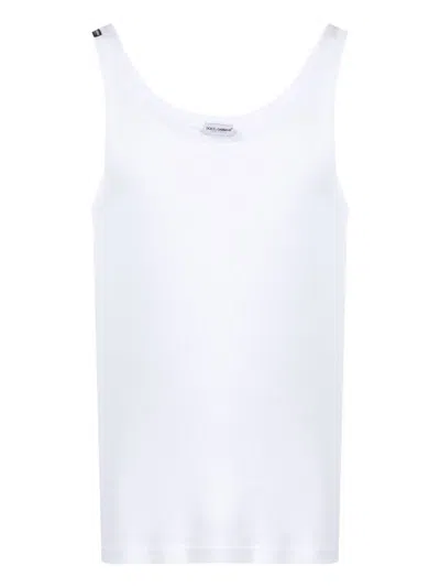 Dolce & Gabbana Dolce&gabbana White Ribbed Cotton Tank Top In White