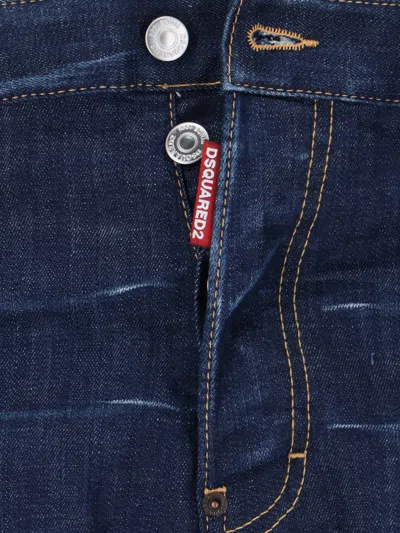 Dsquared2 Straight Leg Stretch Denim Jeans With Vintage Finish In Blue