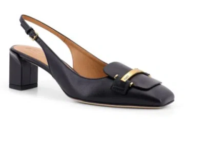 Tod's Square Toe Block Heel Gold-tone Hardware Slingback In Multicolor