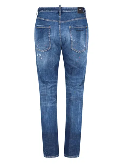 Dsquared2 Cotton Blend Distressed Effect Tapered Leg Trousers In Blue