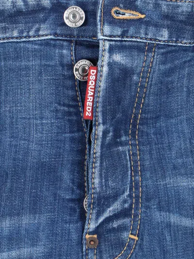 Dsquared2 Cotton Blend Distressed Effect Tapered Leg Trousers In Blue