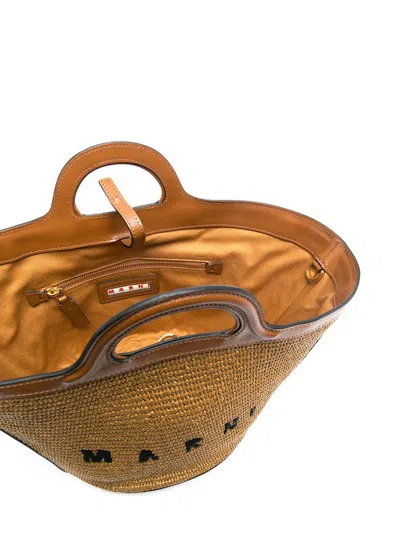 Marni Two-tone Leather And Raffia Small Tropicalia Summer Handbag In Multicolor