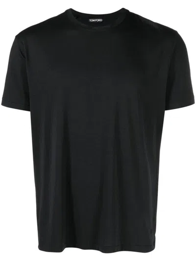 Tom Ford Black Stretch Cotton Crew Neck T-shirt In Black