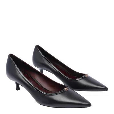 Tory Burch 45 Double T Leather Pumps In Black