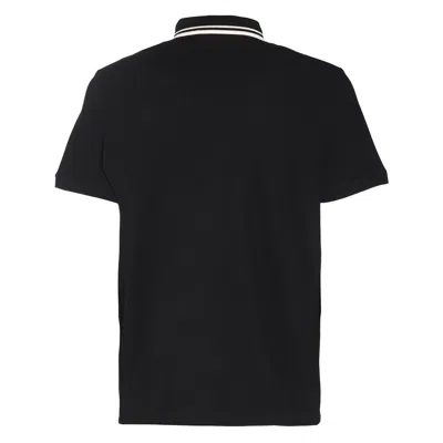 Valentino Garavani Black Polo Shirt With Classic Bicolor Collar And Logo Patch On The Front In Cotto In Black