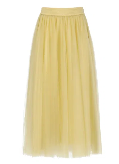 Fabiana Filippi A-line Tulle Midi Skirt In Yellow