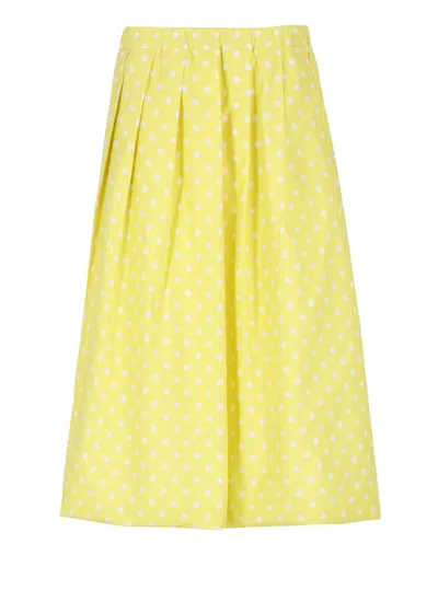 Fabiana Filippi Polka-dot Midi Pleated Skirt In Yellow