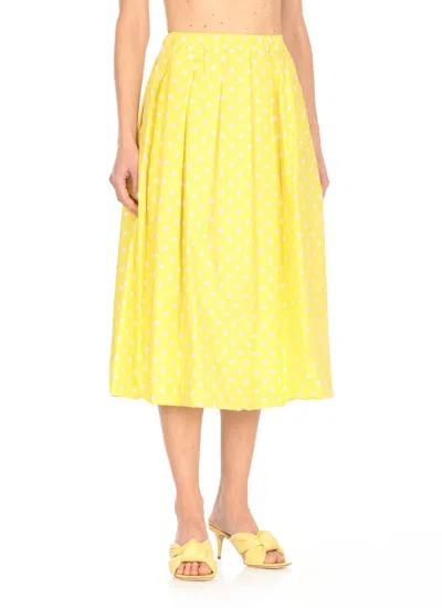 Fabiana Filippi Polka-dot Midi Pleated Skirt In Yellow