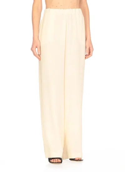Fabiana Filippi Crepe Trousers Beaded Elastic Waistband In Beige