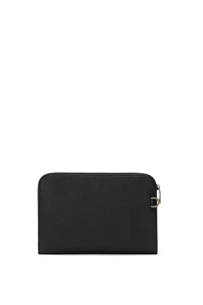 Dolce & Gabbana Dg-embossed Leather Clutch Bag In Black