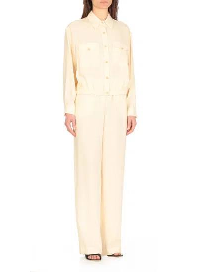 Fabiana Filippi Bomber Jacket With Front Pockets And Diamond Thread In Beige