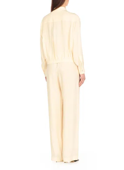Fabiana Filippi Bomber Jacket With Front Pockets And Diamond Thread In Beige