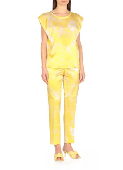 Fabiana Filippi Sleeveless Silk Top With Contrasting Color Pattern In Yellow
