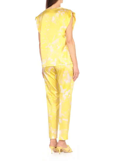 Fabiana Filippi Sleeveless Silk Top With Contrasting Color Pattern In Yellow