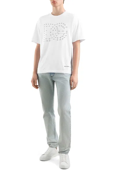 Dolce & Gabbana White T-shirt With Iconic Dg Logo Graphic In White