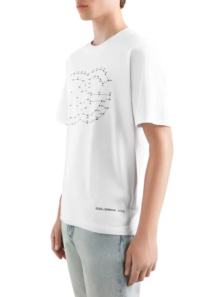 Dolce & Gabbana White T-shirt With Iconic Dg Logo Graphic In White