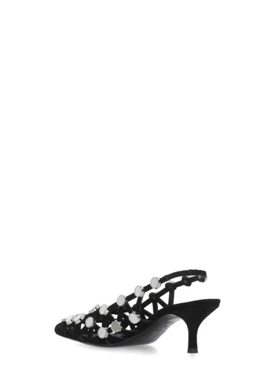 Attico The  Black Open Lattice Design Low-heeled Shoes In Black