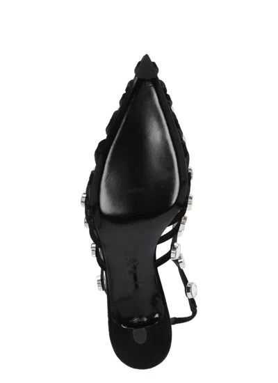 Attico The  Black Open Lattice Design Low-heeled Shoes In Black