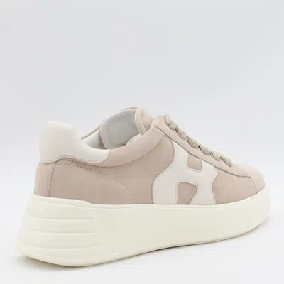 Hogan Low Top Sneakers With Rubber Sole And Suede Upper In Zenzero/yogurt